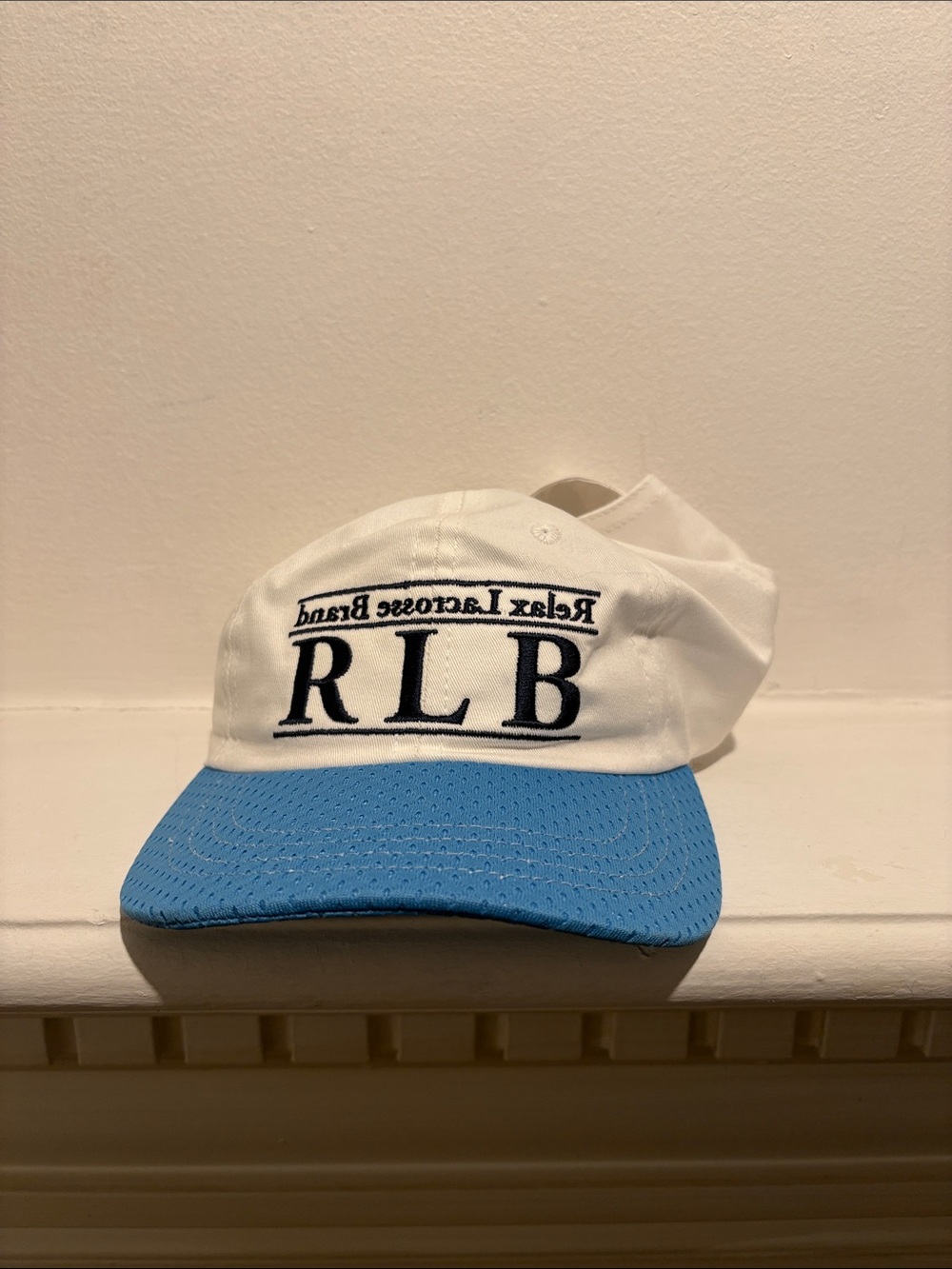 RLB Relax Lacrosse Brand White & Light Blue Snap-back Cap